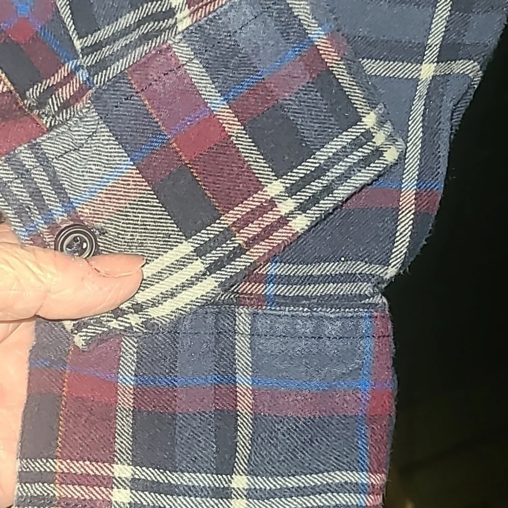 Eddie Bauer flannel shirt sz. XXL. blue red and gray. (#1290A)